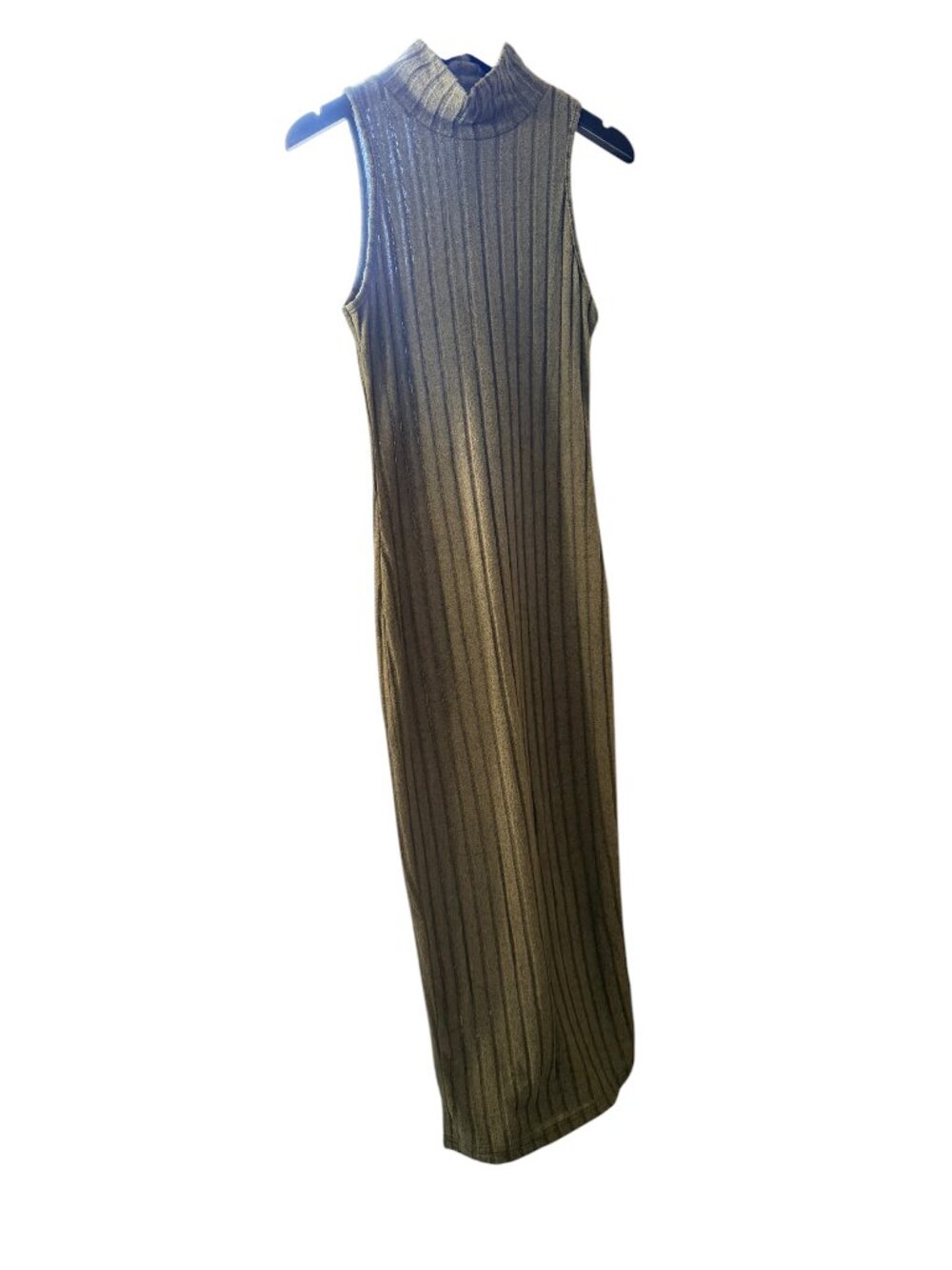 Sleeveless Ribbed Mock Neck Maxi Dress with cardigan - Green (never worn)